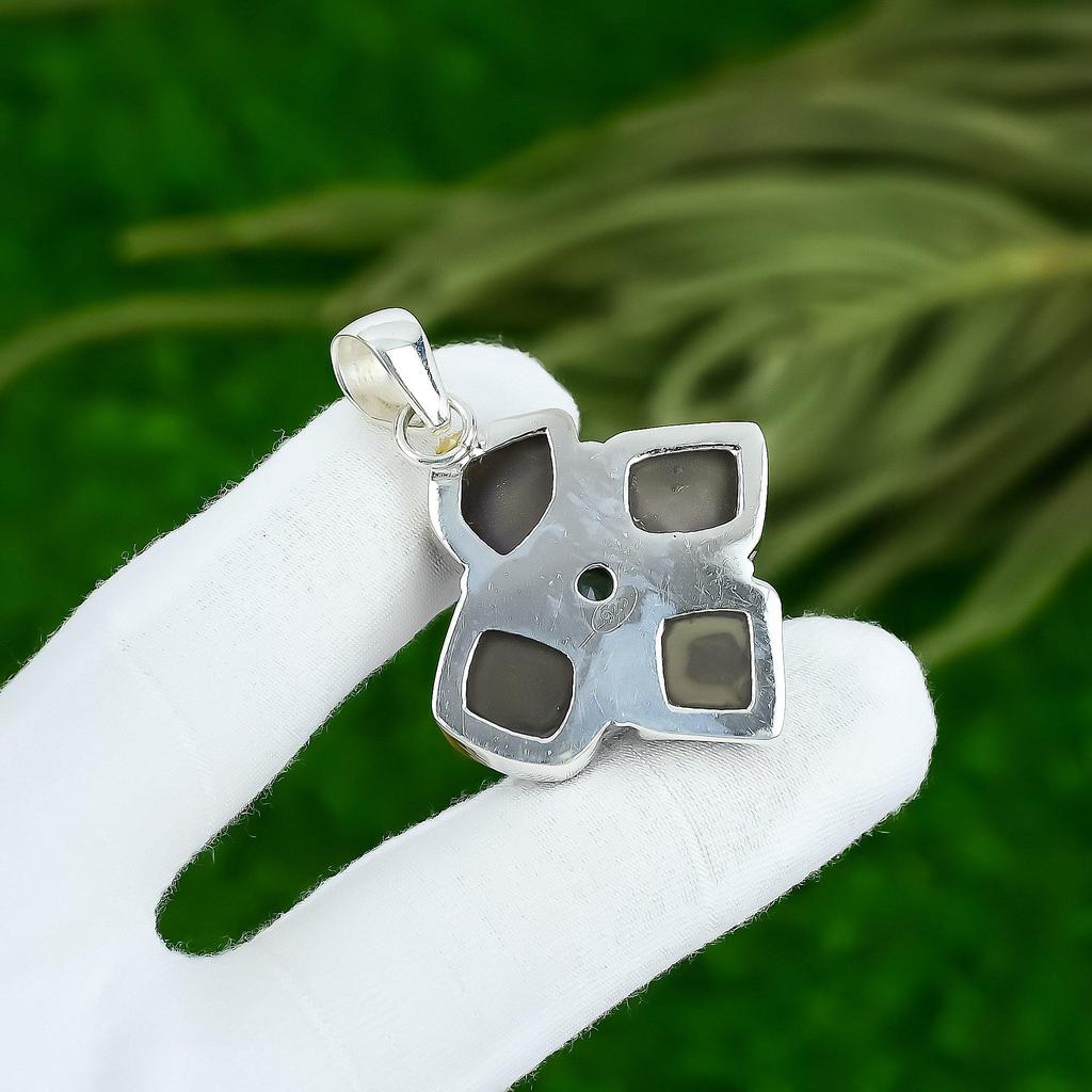 Easter Deal Amethyst Rough Gemstone Blue Topaz Sterling Silver Pendant Jewelry