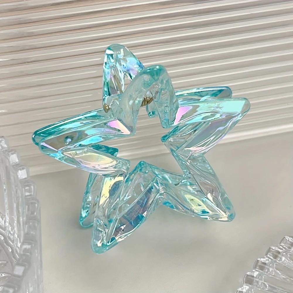 Colorful Hollowed-out Star Shark Clip Sweet Semi-tied Hair Clip  Cute Five-pointed Star-shaped Ponytail Clip  Fashionable Hair Clip