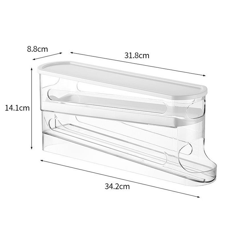 Practical Bilayer Fridge Egg Storage Box,Automatic Rolling Eggs Holder Rack Design Household Refrigerator Egg Storage Tool SNH01