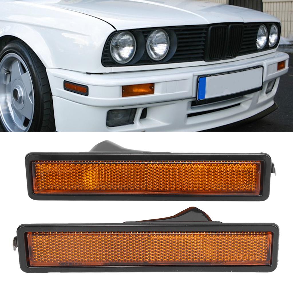 2pcs Front Side Marker Light Cover Lens 63141377849 Replacement for E30 E32 E34 318i 325i 525i 735i
