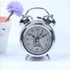 European 3-inch Metal Electroplated Silver Alarm Clock Night Light Creative Bell Ringing Children's Student Seat Clock