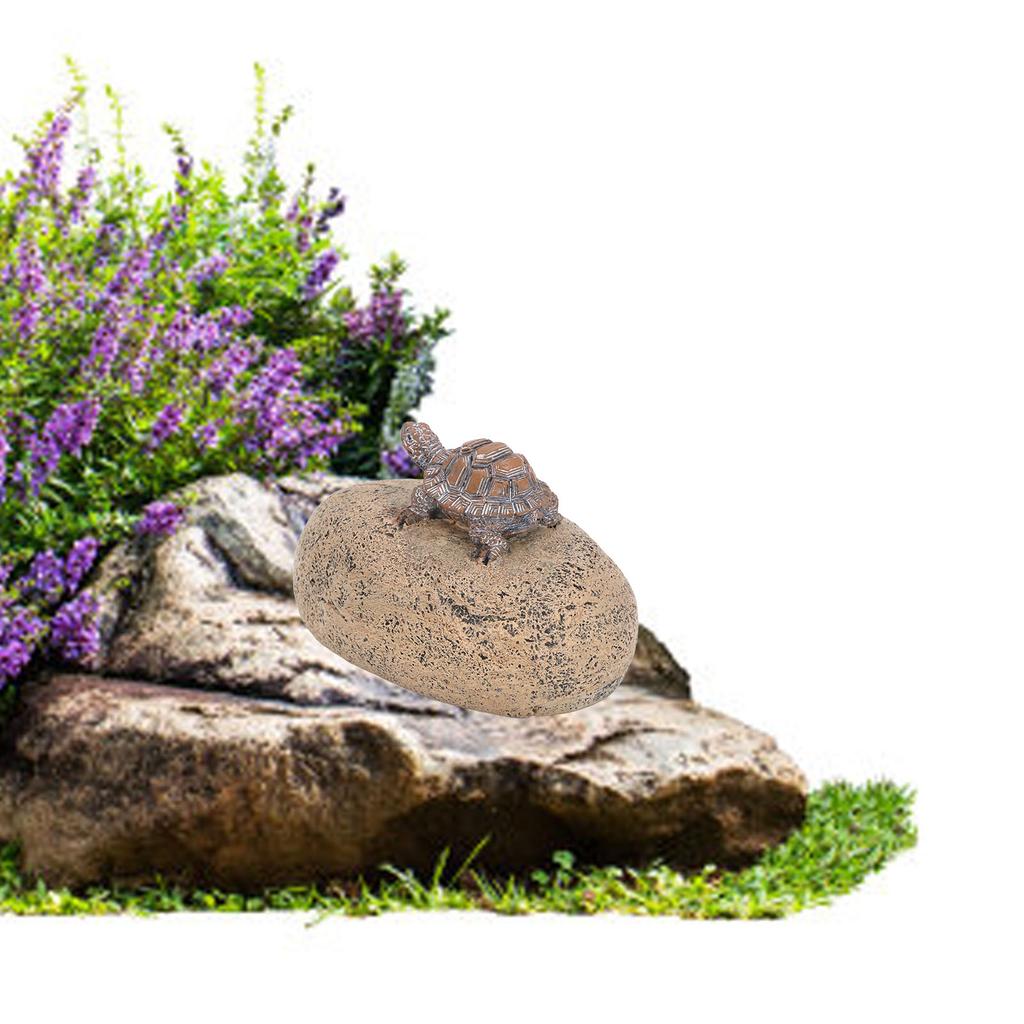 Hide A Key Tortoise Stone Decoraitons, Cute Fake Rock Key Hider Safe Storage Box Ornament for Outside Gaeden Decorative Faux Stone Contianer 12.2x8x6.