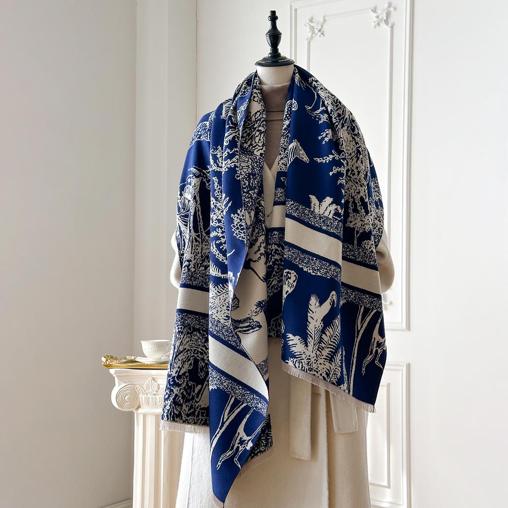 New Brand Elegance Double-Sided Printed Pashmina Scarf Ultra Soft Warm with Fringe Autumn Winter Outdoor Essential