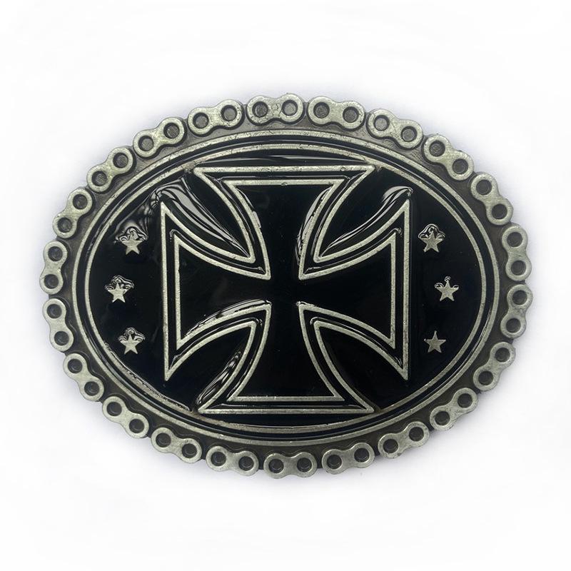 Men s Western Cowboy Style Zinc Alloy Cross Skull Religious Belt Buckle