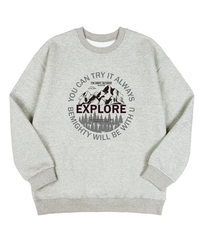 BEMIGHTY Circle Mountain Oversized Brushed Sweatshirt [Black]
