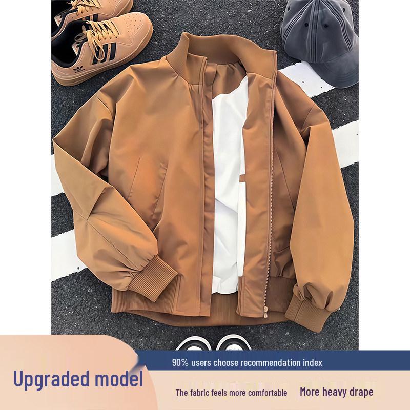 Melanoid Men's Stand Collar Jacket - Trendy Brown Autumn/Winter Baseball Style