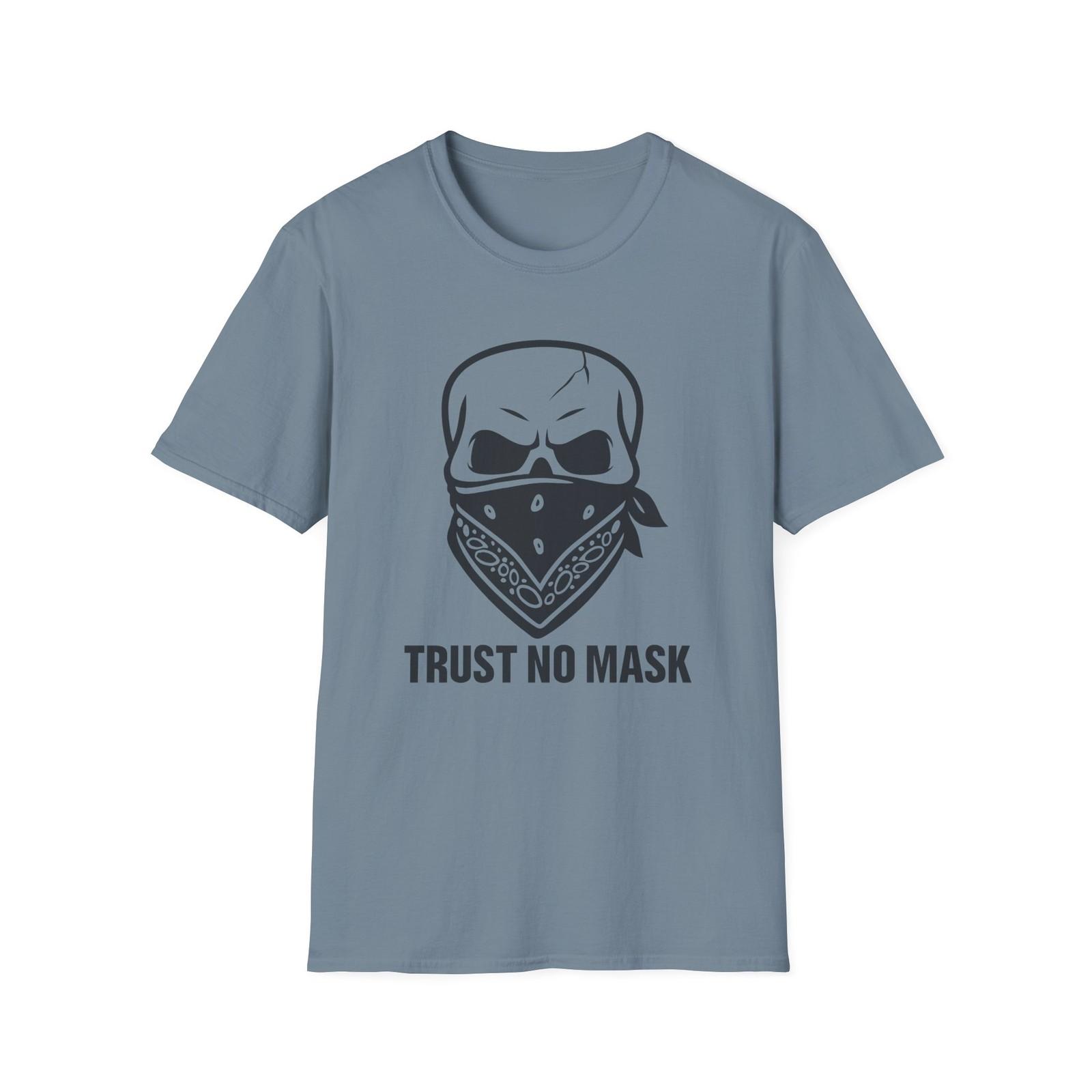 Unisex Softstyle T-Shirt Mens Womens Tees Top, Trust No Mask – Skull Bandana Graphic Tee S