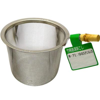 Чайне ситечко Nagao, глибоке, для чайників, нержавіюча сталь 18-8 з бамбуковою ручкою, розмір 82, зроблено в Японії