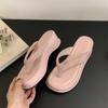 Wedge heel high heel silver pinch flip-flops women's shoes wear thick-soled heightening shoes sandals