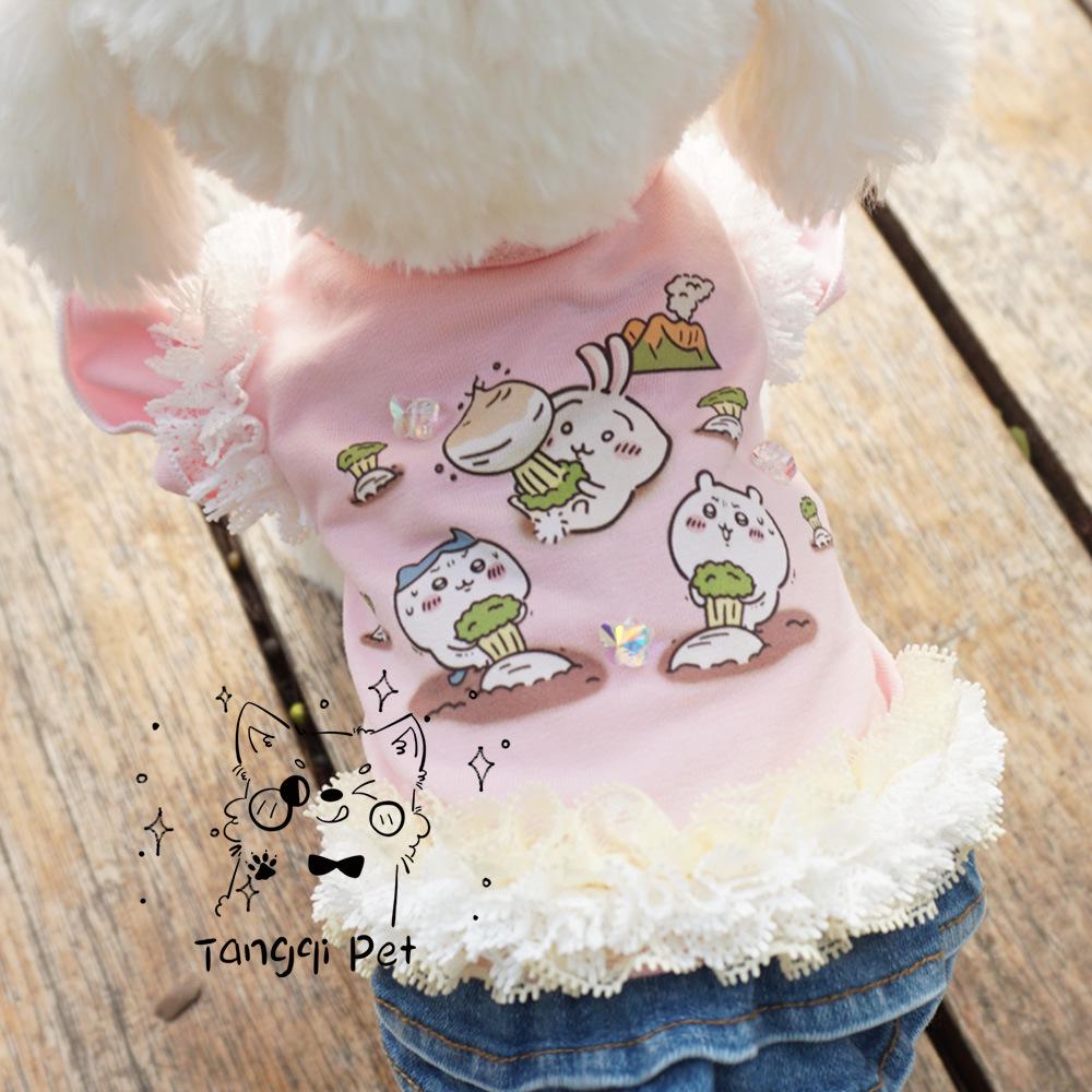 Rochie clasică de modă Tangqi din denim cu bretele în gradient pentru pisici și câini