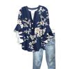 Summer Women's Tops V-Neck Seven Sleeve Shirt Spring Summer Floral Printed Tops Casual Shirt