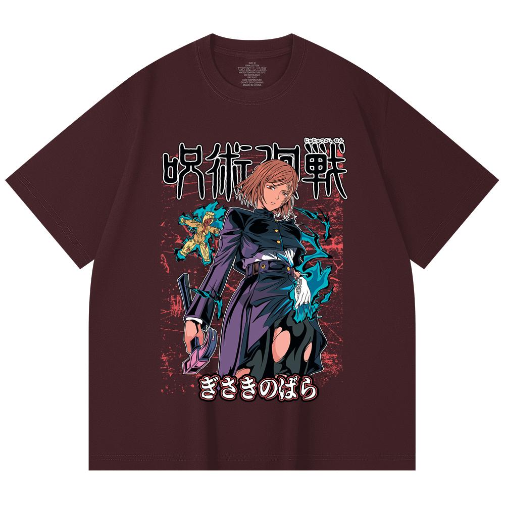 

230 Gsm 100% Cotton Jujutsu Kaisen V37 Nobara Print Unisex Heavy Cotton T Shirt 2XL