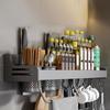 Danle No-Punch Wall-Mounted Kitchen Storage Shelf with Knife Holder