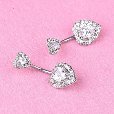 Piercing para el ombligo con forma de corazón, barra para el ombligo, joyería para el cuerpo