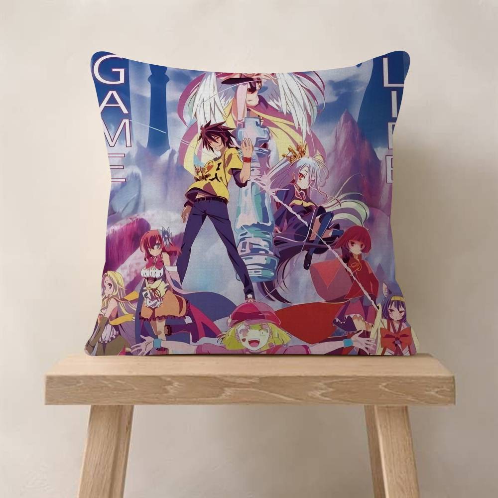 NNo Game No Life Anime Pillow Covers Cartoon Sofa Decorative Home Doublesided Printing Short Plush Cute Cushion Cover
