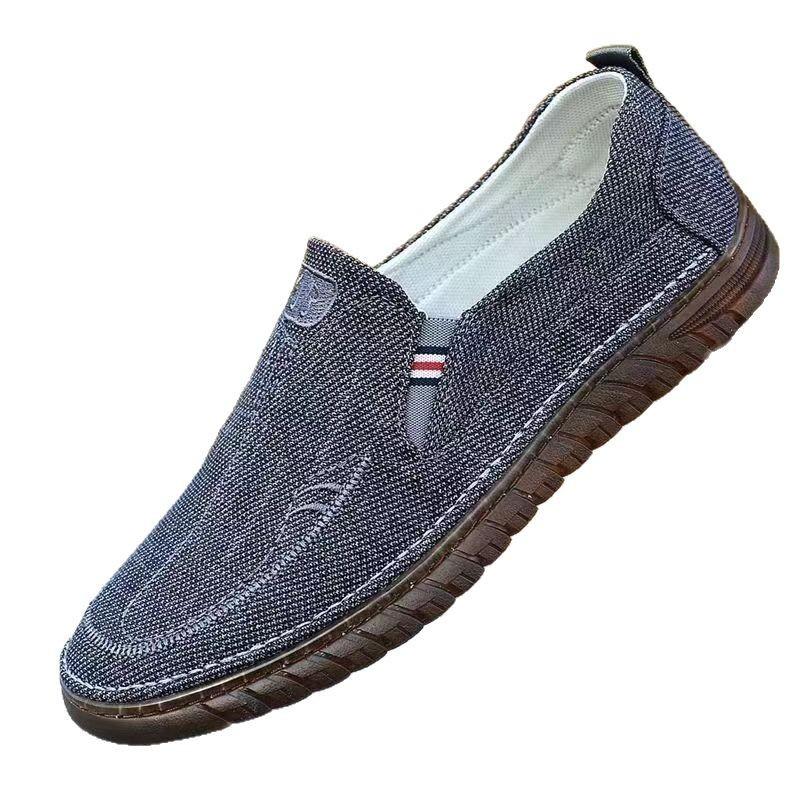 2025 four seasons shoes breathable linen upper canvas shoes wear-resistant elderly men's shoes