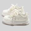 Fashion Round-toe Lace-up Casual White Thick-soled Vulcanized Shoes Seasonal New Comfortable Flat-soled Fashion Sneakers