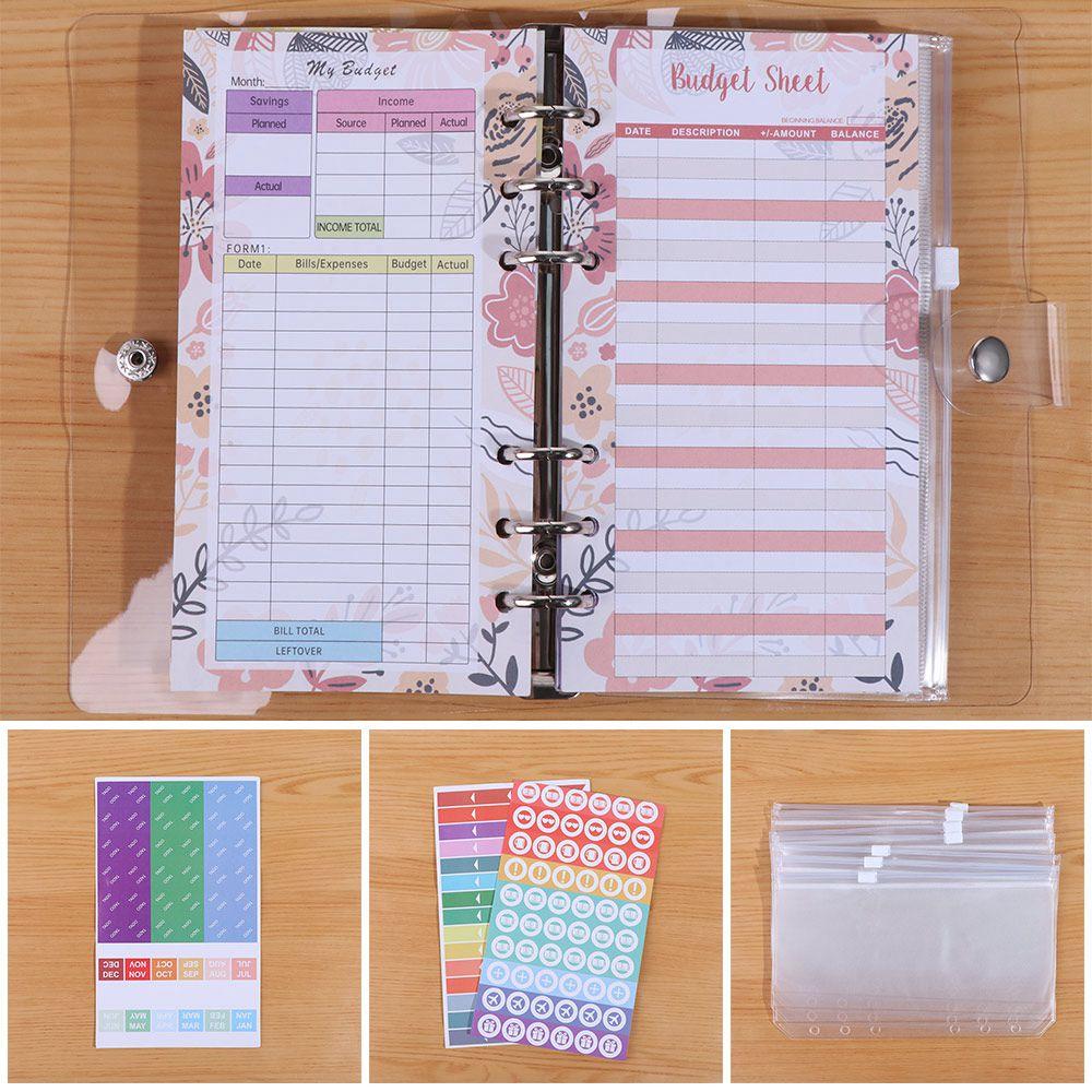 Transparent Loose-Leaf Binder Waterproof Creative A6 Budget Planner Multi Pockets Cash Letter Money Organizer Journal Planner