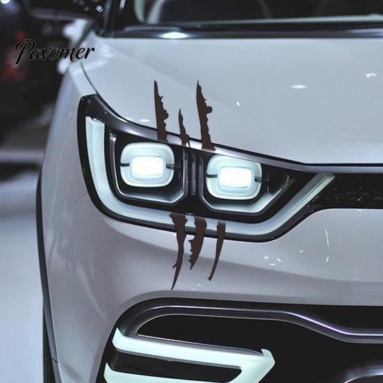 Claw Mark Car Vinyl 2Pcs Decals for Cars, Headlight Sticker, Stripes Waterproof Racing Style Hood Sticker Scratch Decal Sports Cars SUV Pickup