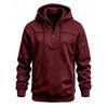 Sky blue Men's Half Zip Hoodie Solid Color Long Sleeve Pullover Sweatshirt Casual Outdoor Hooded Tops With Pocket Autumn Winter