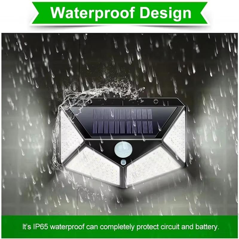 1/2/4/6/10PCS 100 LED Solar Wall Lamp 4 Sides Luminous With Motion Sensor Outdoor Garden Courtyard Waterproof Wall Lights Gifts