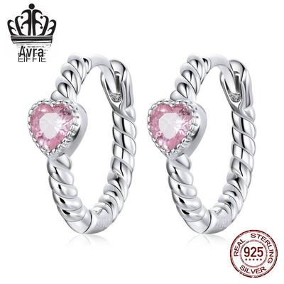 Sterling Silver Heart-Shaped Zircon Earrings: S925 Platinum-Plated Pure Love Jewelry