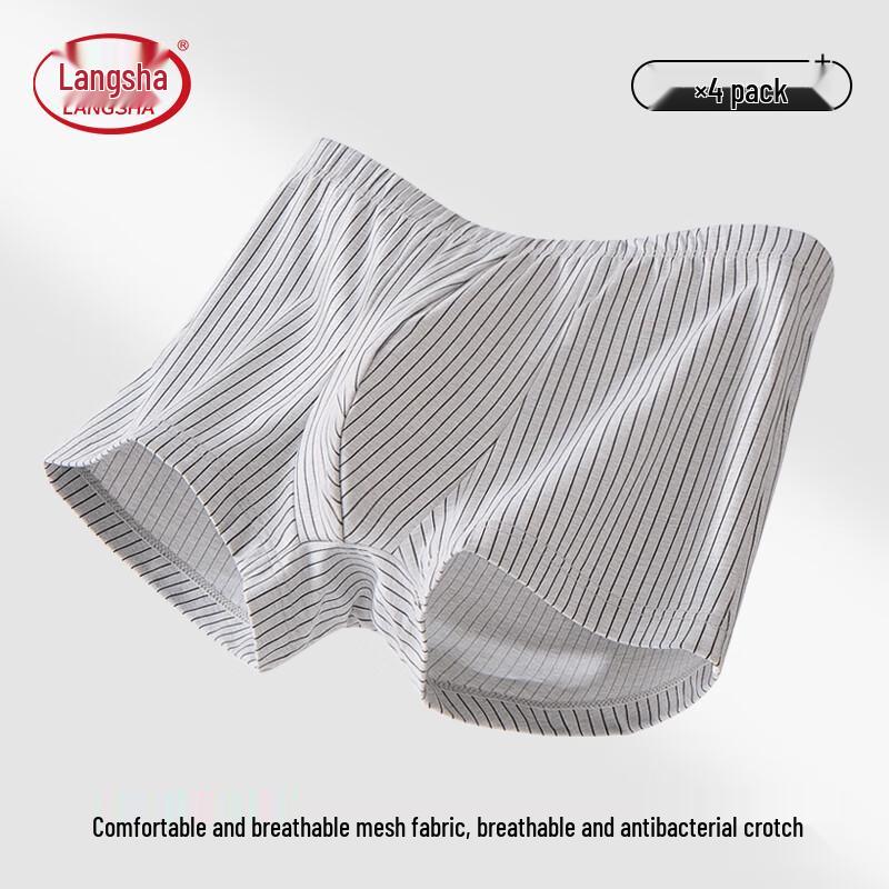 Langsha Men's Pure Cotton Boxer Briefs 4-Pack