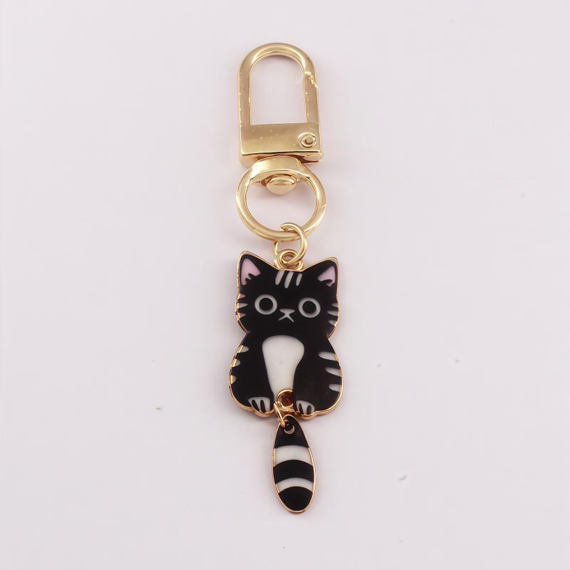 Originalität Metall Katze Farbdruck Schlüsselanhänger Persönlichkeit Rucksack Kleiner Anhänger Schlüsselring Anhänger Tier Niedlich Schlüsselanhänger Ring Geschenk