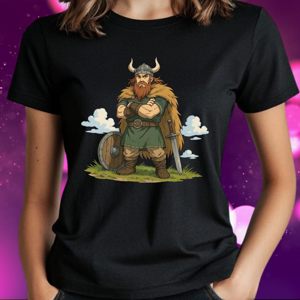 T-Shirt Women Anime Viking Motif Cotton Size XS To 3XLWill Open In New Window or Tab