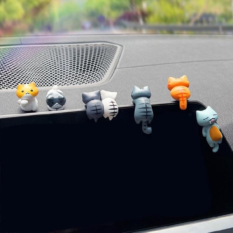 6Pcs Car Dashboard Decoration Cute Kitten Ornament Car Interior Center Console Self Adhesive Mini Kitten Ornament