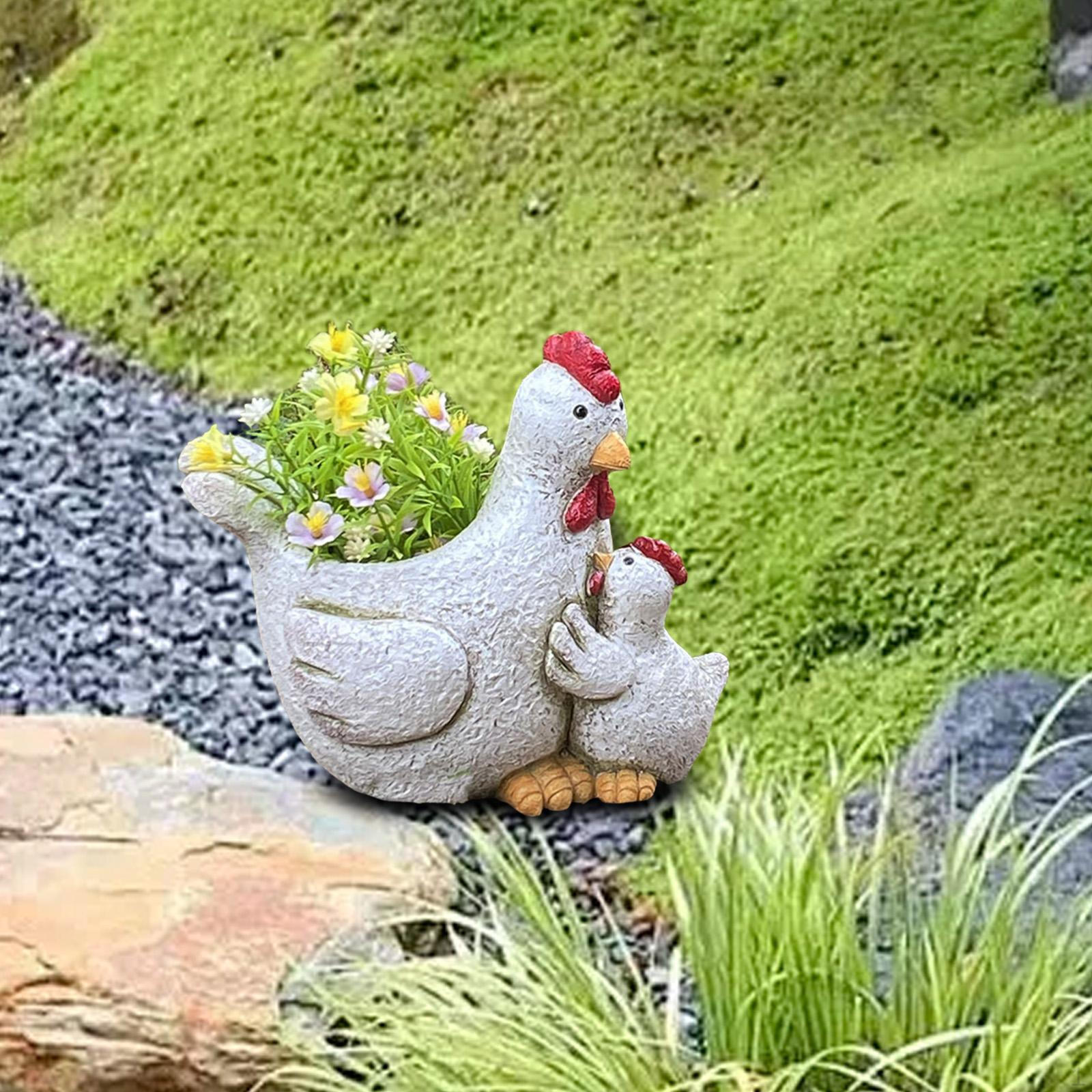 

Flowerpot Chicken Statue Flower Holder Cute Outdoor Plant Pot Planter for Backyard