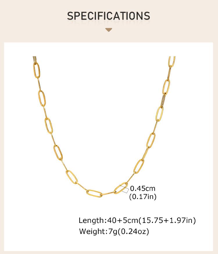 Gold Plated Stainless Steel Paperclip Chain Necklace For Women, Adjustable Rectangle Link Layering Choker Waterproof Jewelry