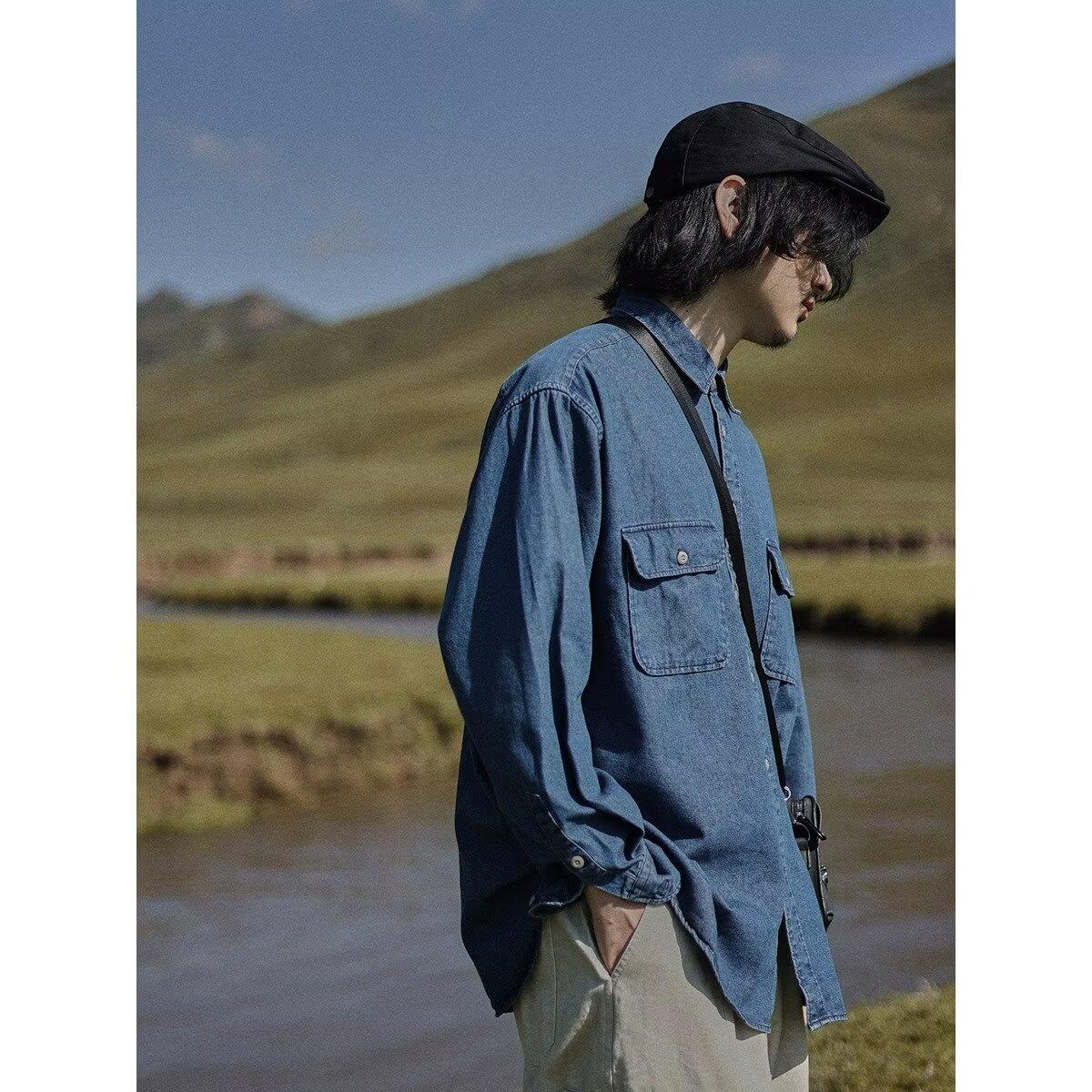 

2024 Весна и осень PU красивое пальто мужское Ins High Street модный бренд Гонконгский стиль японский стиль Харадзюку корейский стиль модная свободная куртка 2XL синий