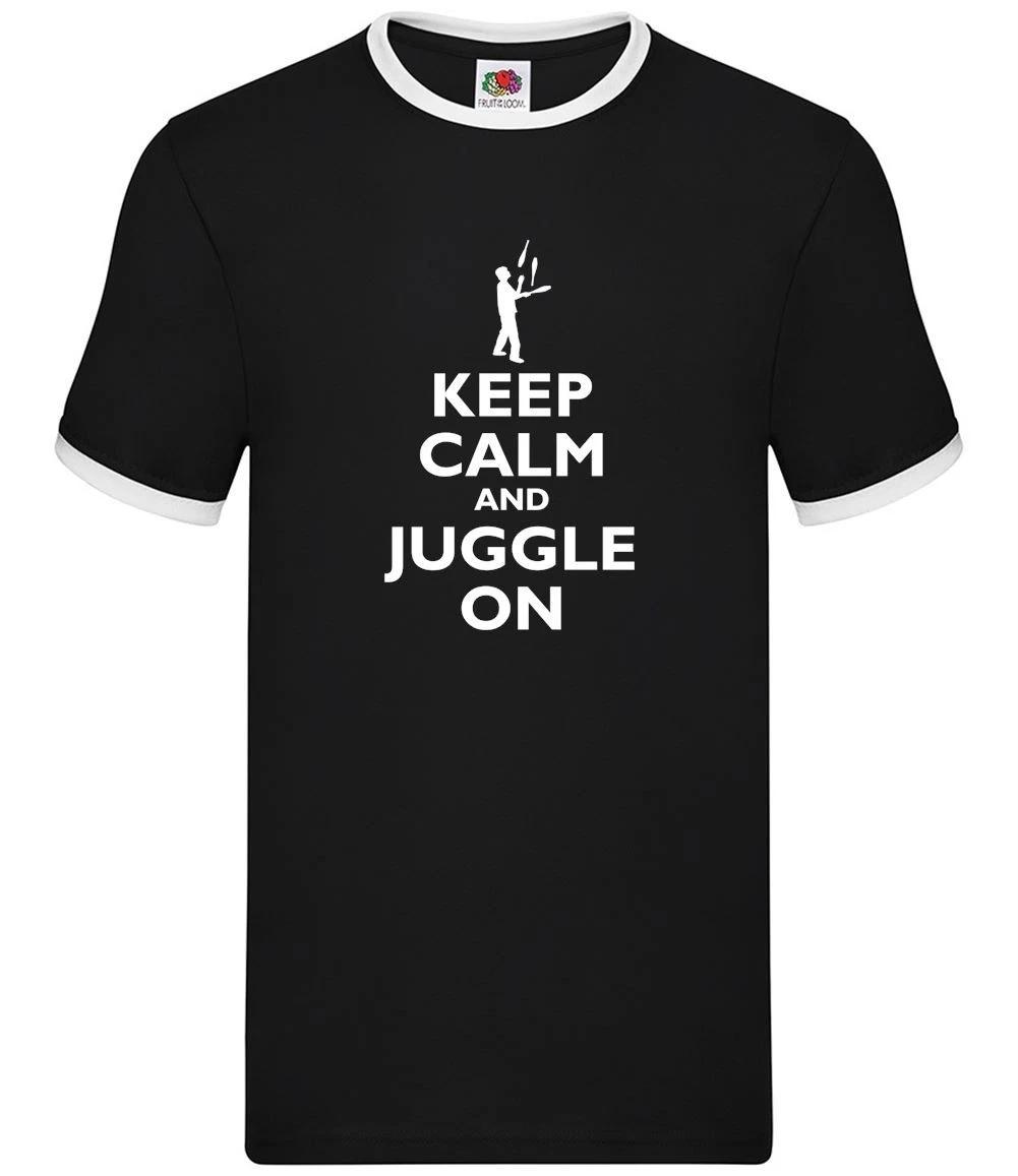 Keep Calm And Juggle On - Mens Ringer - Juggler Juggling Circus Sport Toss XS