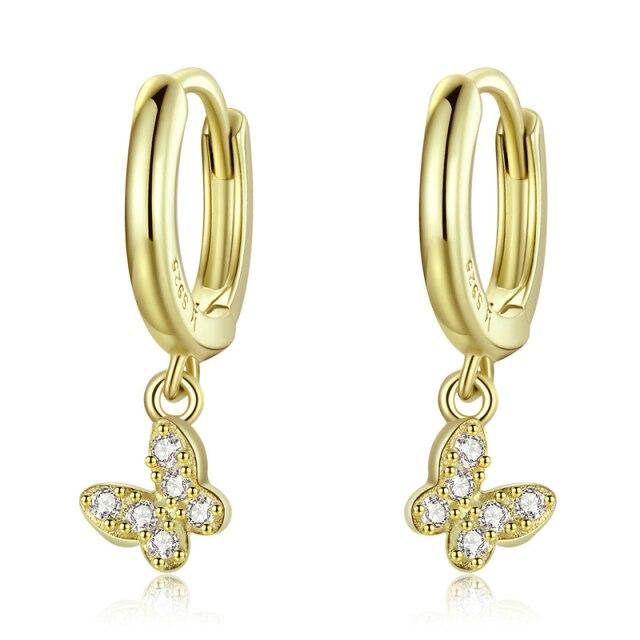 New 925 Sterling Silver Starburst Butterfly Studs Earrings Simple Plated Gold Earrings For Women Fashion Silver Jewelry