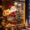 Waterproof PVC Window Film Christmas Cling Reindeer Decals and Santa Claus Static Seasonal Store Display