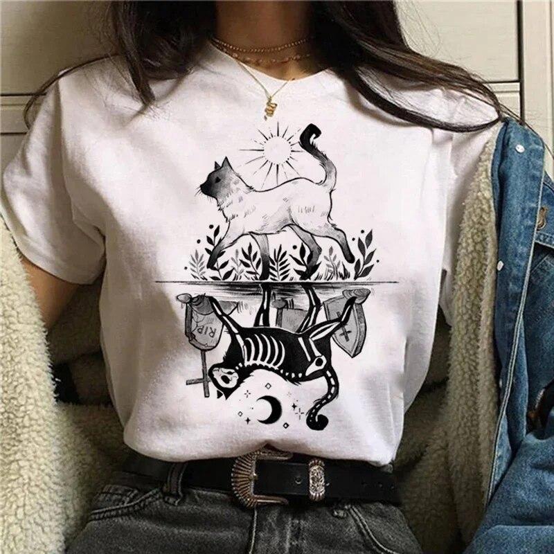 T-shirts Sweet Women Fashion Salem Print Aesthetic Clothes Graphic Unisex Tshirt Top Cartoon Lady Casual FeUnisex Tee Clothing Women