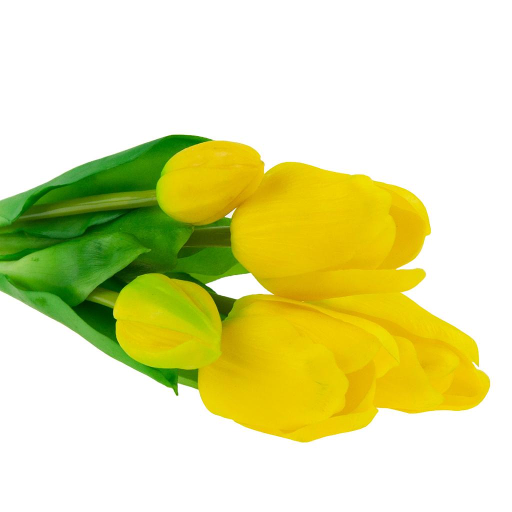 CV13899-8 TULIPS BOUQUET OF TULIPS PARROT ARTIFICIAL RUBBER FLOWERS 5 PCS Lifelike