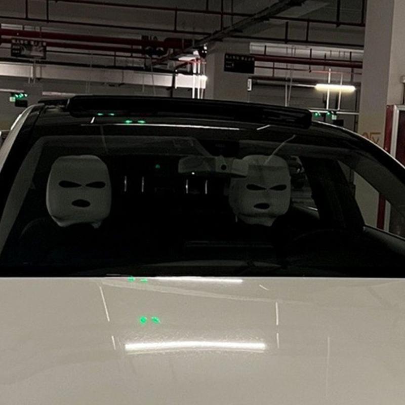 Stretchy Plush Car Headrest Cover Balaclava Design Theft Prevention Funny Holiday Car Interior Decoration for Long Trip