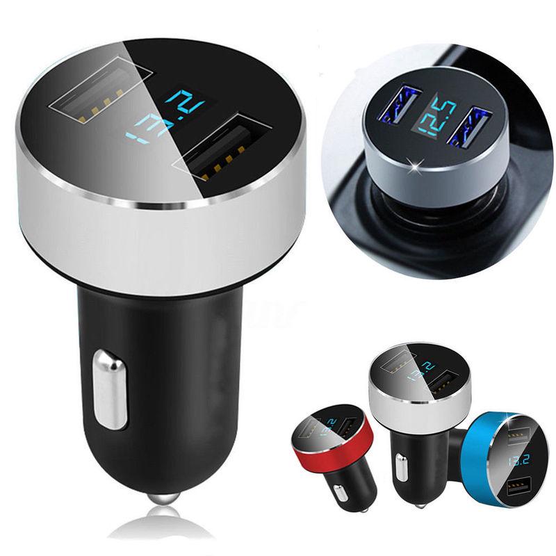Dual Ports 3.1A USB Car Phone Charger 12V/24V Digital LED