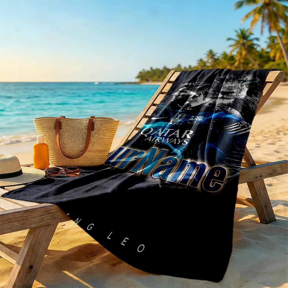 Messi Customized Name Beach Towel High Absorbency & Quick-Dry Ideal for Travel Outdoor Swim Pool Yoga Surf Camping Hiking Gym Gift Holiday