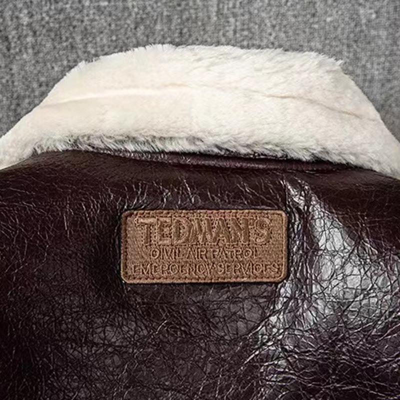 Zimowy nowy, pogrubiony płaszcz z jagnięcej skóry, męski kombinezon lotniczy Sił Powietrznych, moda, klasyczny, wąski, duży rozmiar, ciepła kurtka