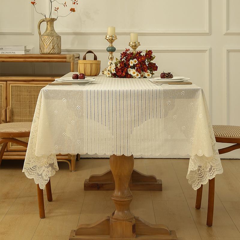 New American Hollow Lace Tablecloth American Country Rectangular Placemat Picnic Cloth Coffee Table Cloth