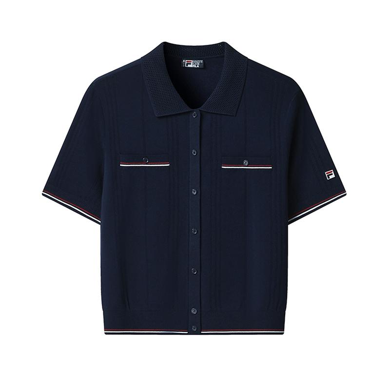 

FILA Heritage Fashion Simple Classic Retro Elegant Casual Versatile Comfortable Knitted Short Sleeve Sweater Women tops F11W628412FDB M