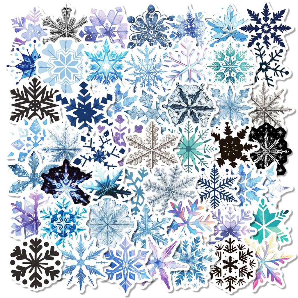 50 Light Color Snowflake Graffiti Stickers Christmas Decoration Laptop Electric Car Stickers