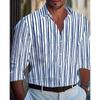 Men's Stripe Printed Long Sleeve Shirts Casual Cardigan New Button Holiday Fashion Shirts