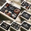 Classic Coffee Design Dish Drying Mat Soft Rubber Non Slip Absorbent Polyester Stain Resistant For Kitchen Coffee Bar Countertop