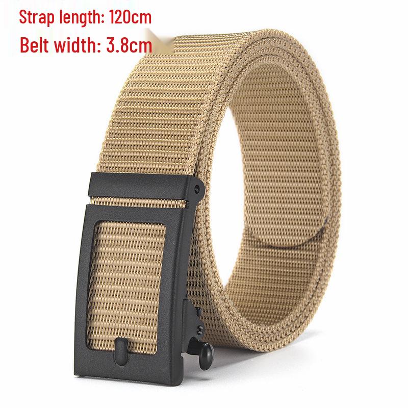 Men's Tactical Canvas & Nylon Woven Belt with Leather Trim - Elastic and High-End Accessory