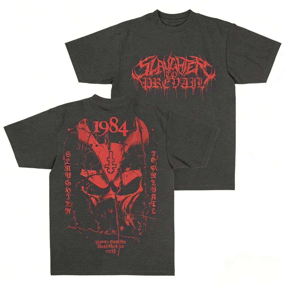 Slaughter To Prevail Bloodshed Print T Shirts Russian Deathcore Nu Metal Band Tour Album Unisex Oversized Premium Cotton Tee Top