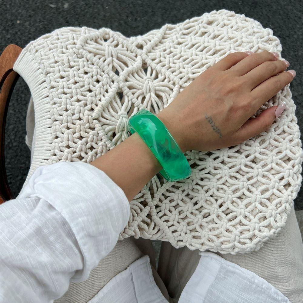 Minority Design Translucent Acrylic Bangle Europe American Style Green Hand Ring  Girls